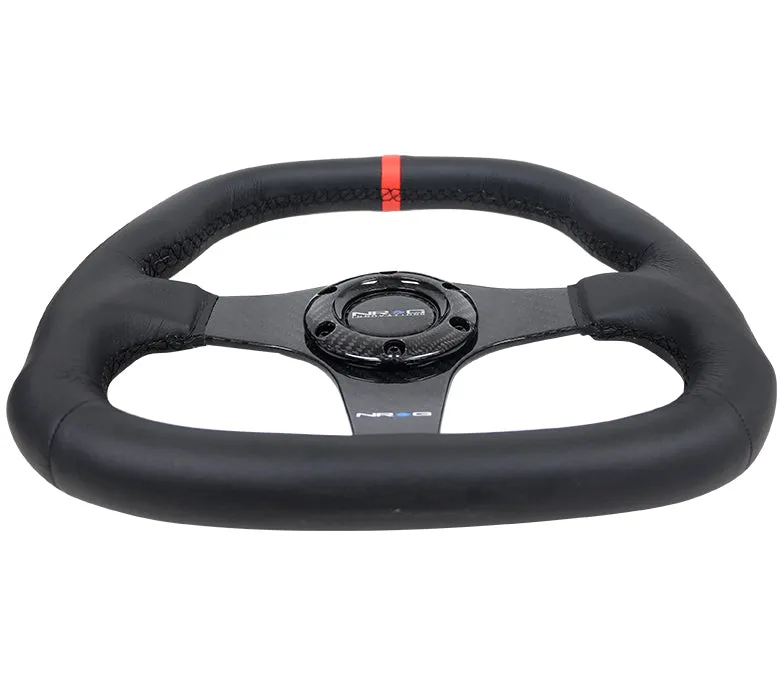 NRG ST-019CF-R 320mm Black Carbon Fiber Center Flat Bottom with Black Stitching Carbon Fiber Steering Wheel