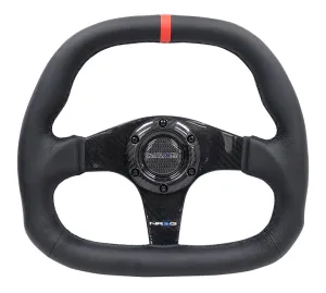 NRG ST-019CF-R 320mm Black Carbon Fiber Center Flat Bottom with Black Stitching Carbon Fiber Steering Wheel