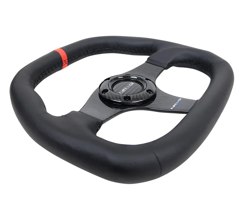 NRG ST-019CF-R 320mm Black Carbon Fiber Center Flat Bottom with Black Stitching Carbon Fiber Steering Wheel