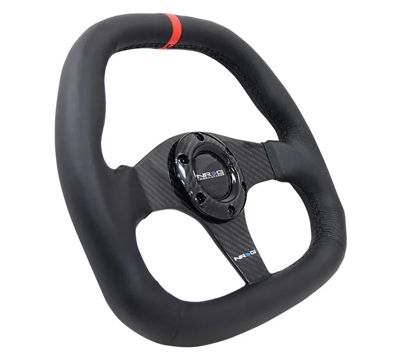 NRG ST-019CF-R 320mm Black Carbon Fiber Center Flat Bottom with Black Stitching Carbon Fiber Steering Wheel