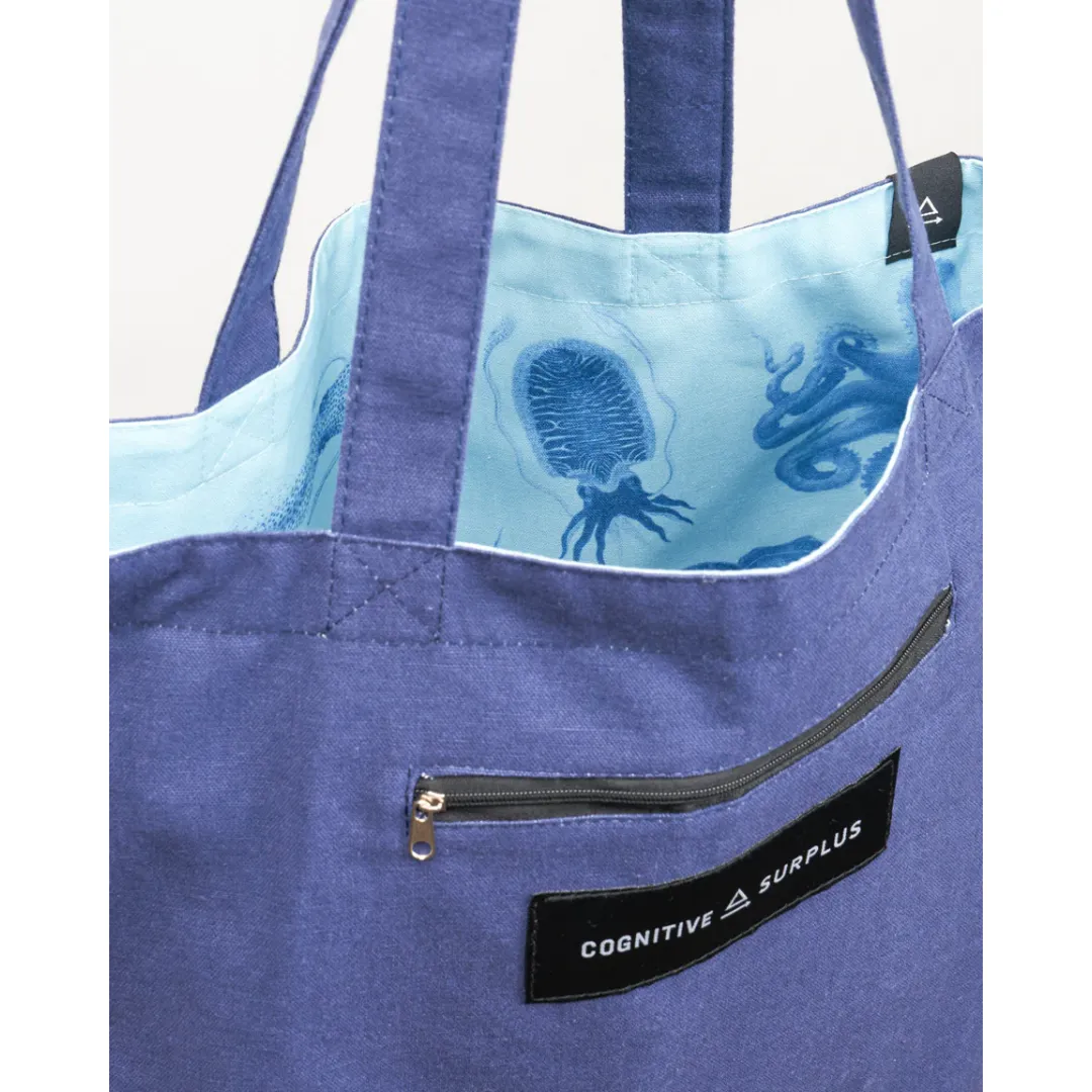 Octopus and Squid Reversible Canvas Tote Bag