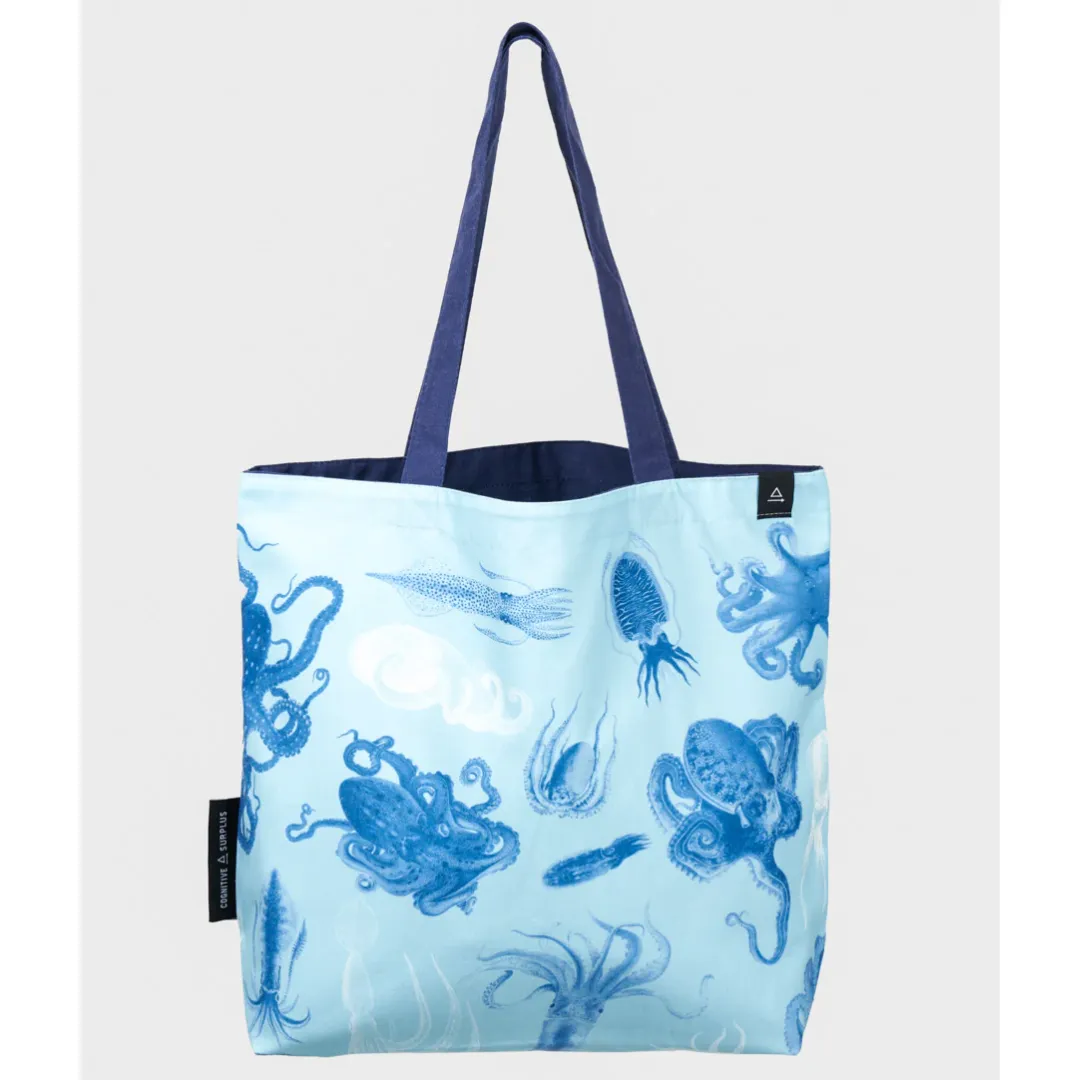 Octopus and Squid Reversible Canvas Tote Bag