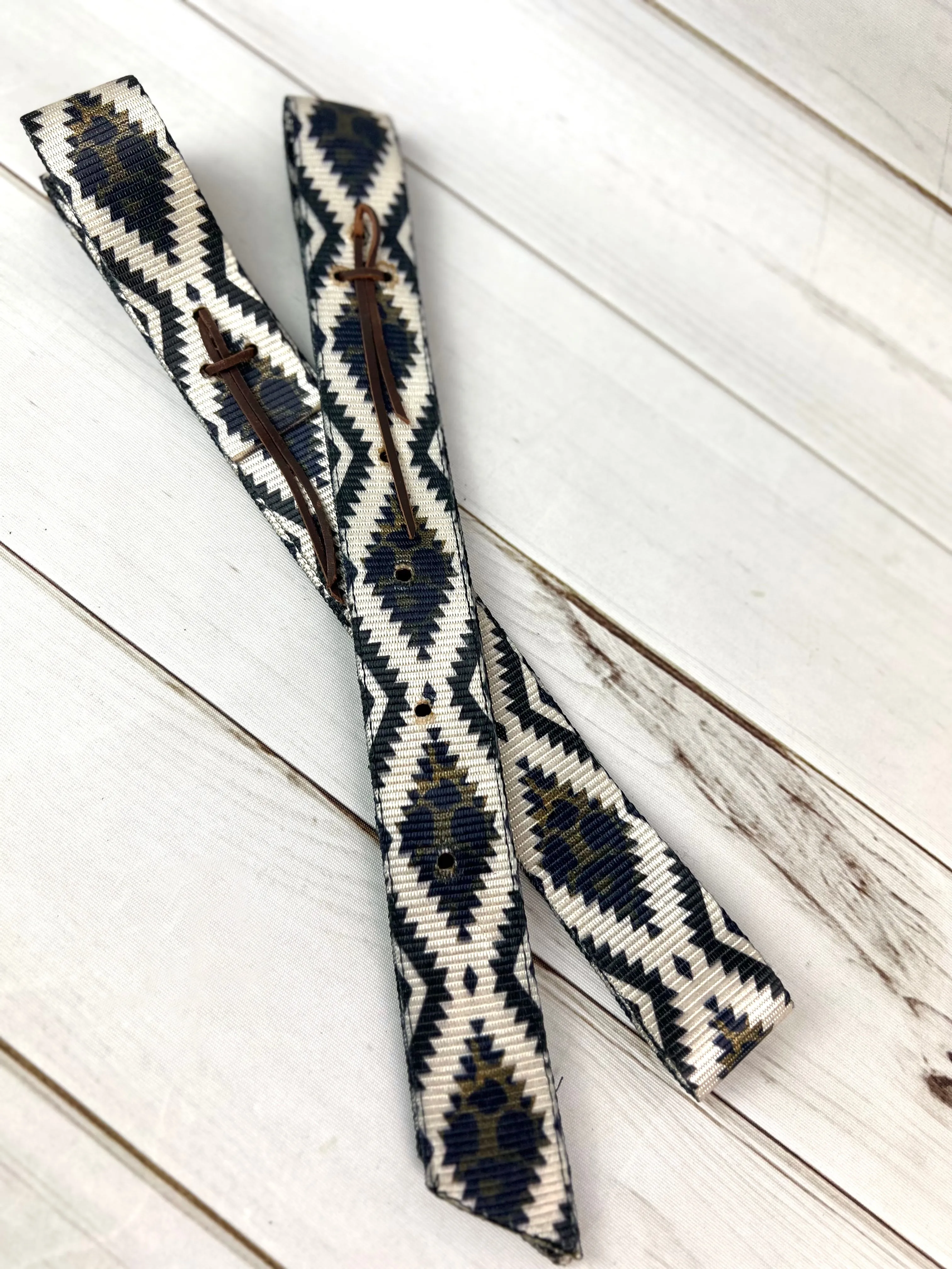 Olive Green and Black Aztec Leopard Pattern Cinch Strap Set