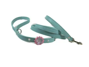 Penelope Flower Leash w/Single Leather Flower & Crystals on Side & Flower