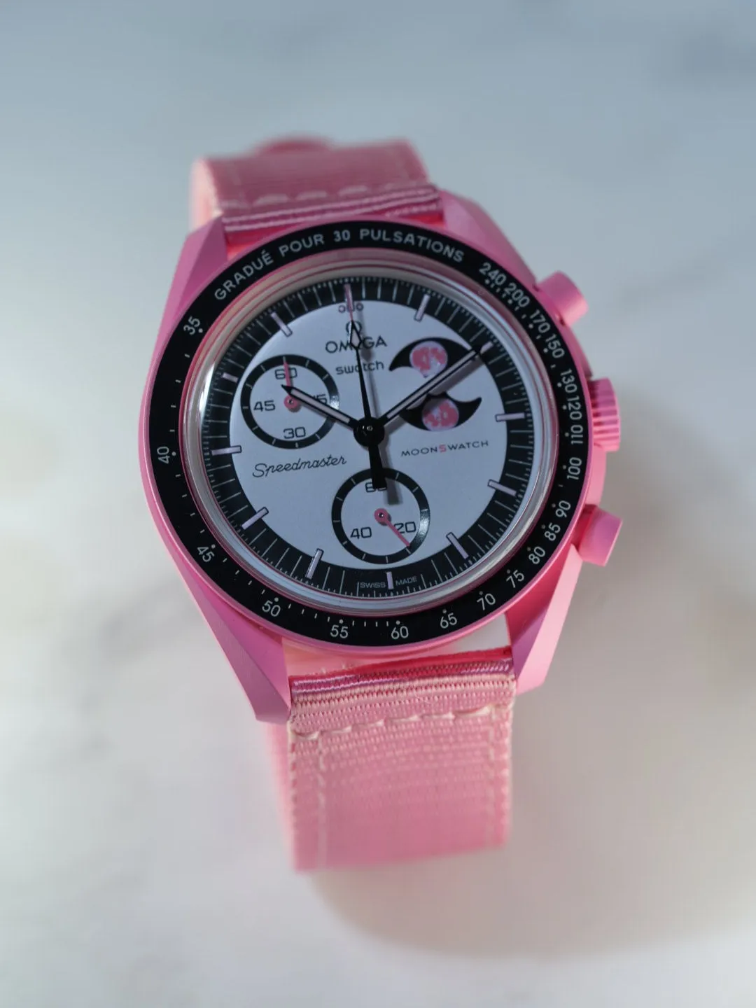Pink Nylon Strap For Pink MoonSwatch