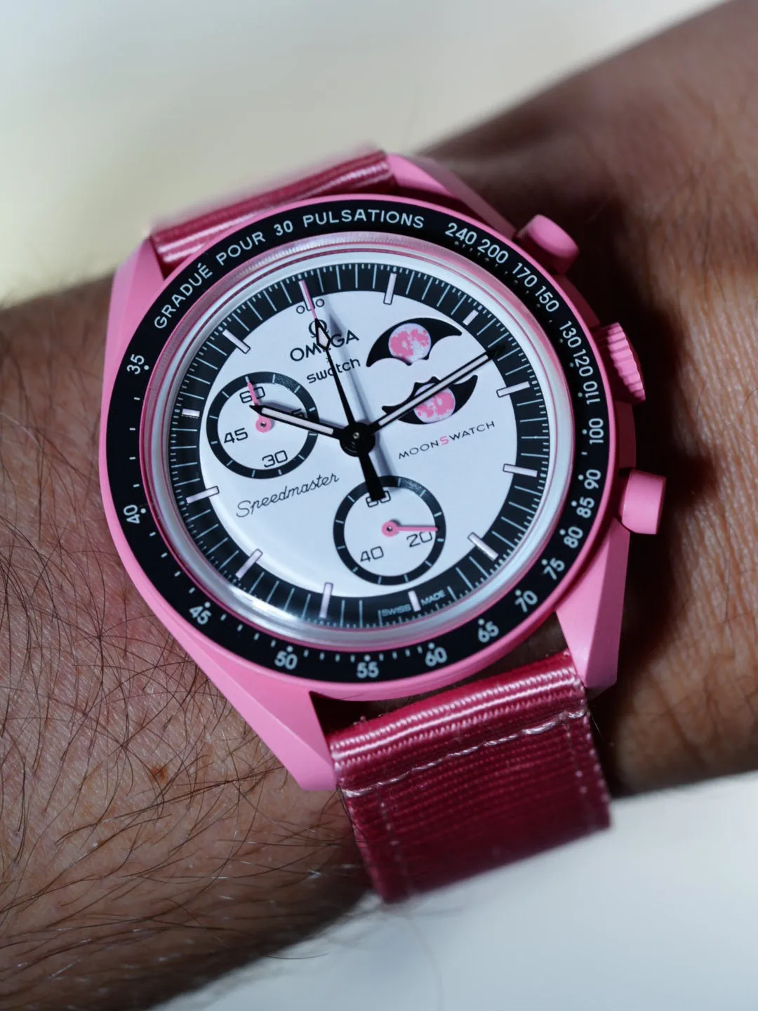 Pink Nylon Strap For Pink MoonSwatch