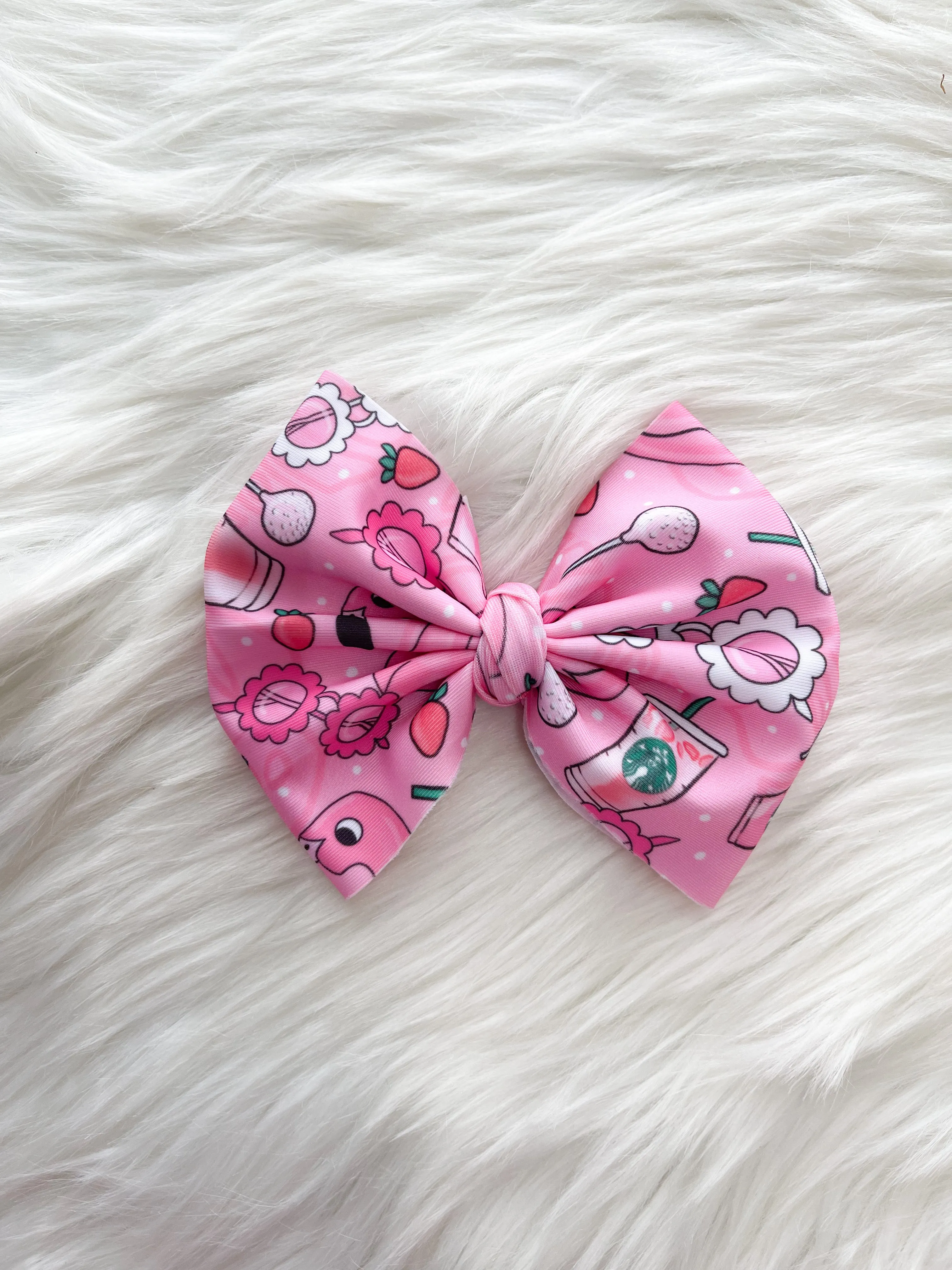 Pink summer swim bow/ Piggies