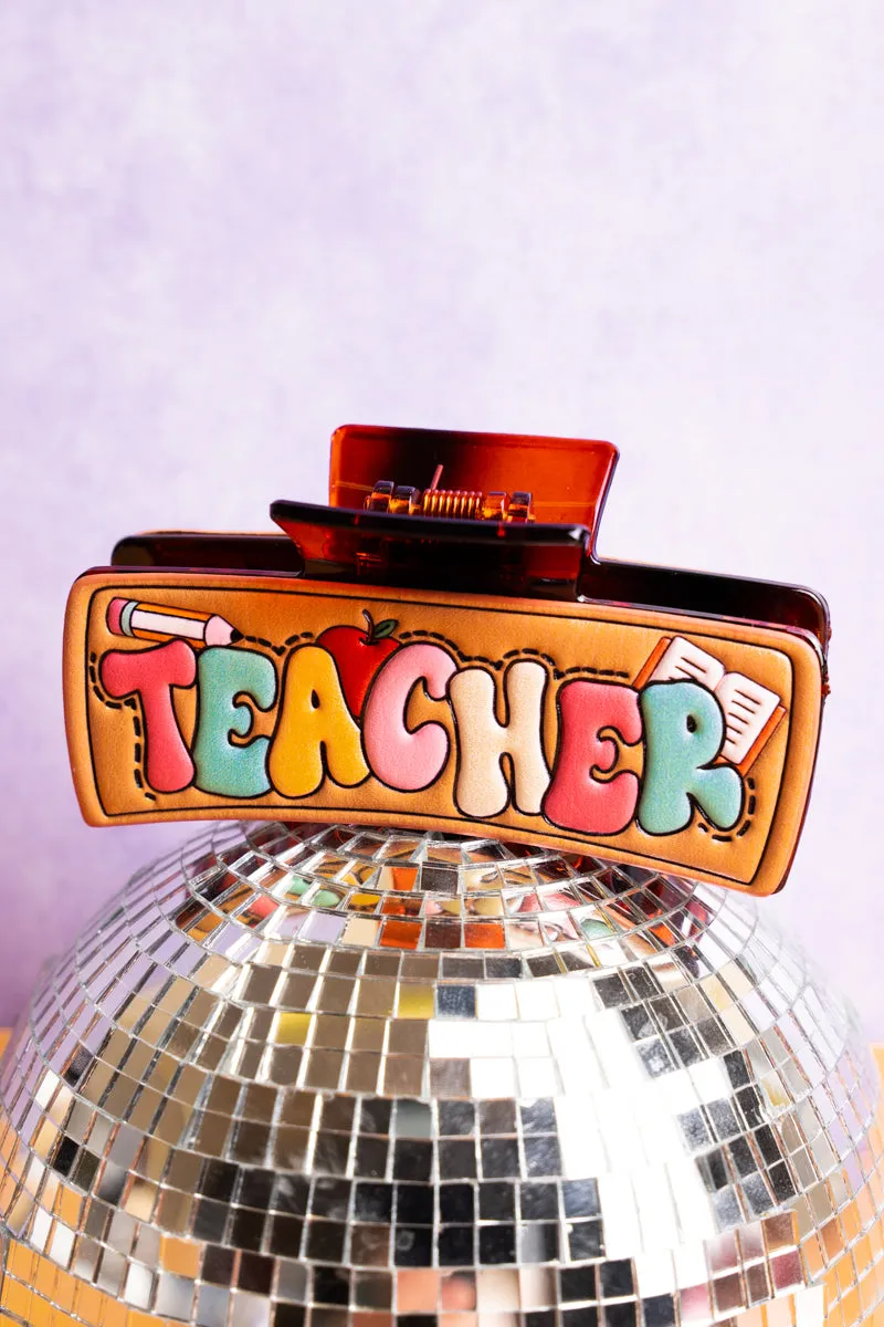 Playful Teacher Brown Multi Embossed Hair Claw