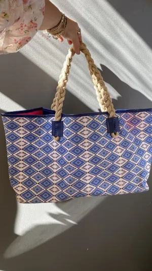 Printed Rope Handle Canvas Tote
