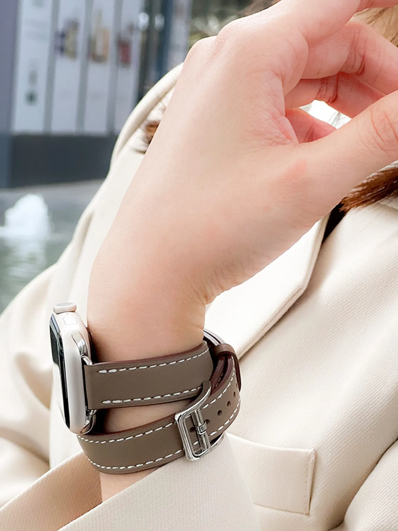 PU Leather Watchband - Dark Grey