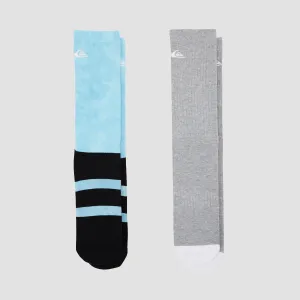 Quiksilver Acid Drop Crew Socks 2 Pack Aqua/ML Rainbow