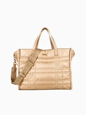 QUILTED LEATHER TOTE CREAM