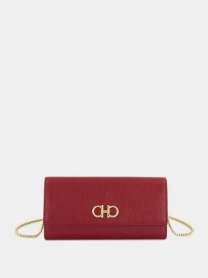 Red Gancini Wallet with Chain