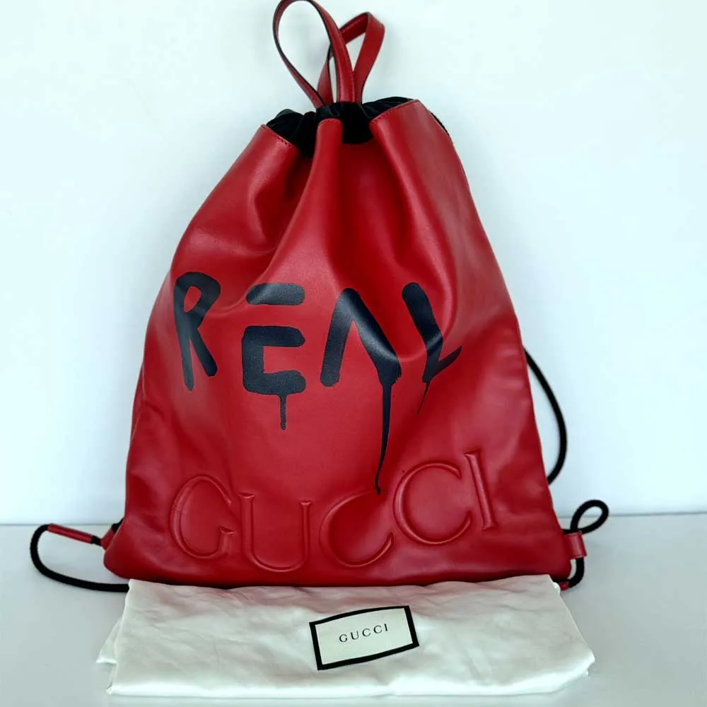 Red Ghost Drawstring Backpack