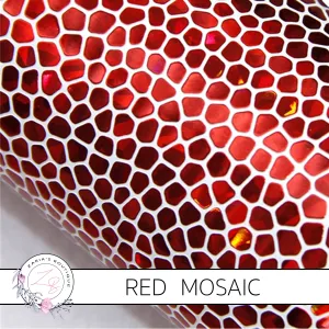 Red Mosaic Pebble ~ Faux Leather ~ 1mm