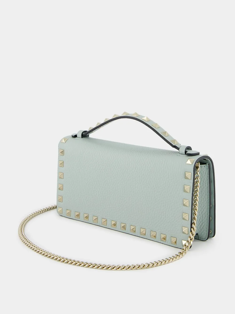 Rockstud Leather Wallet on Chain