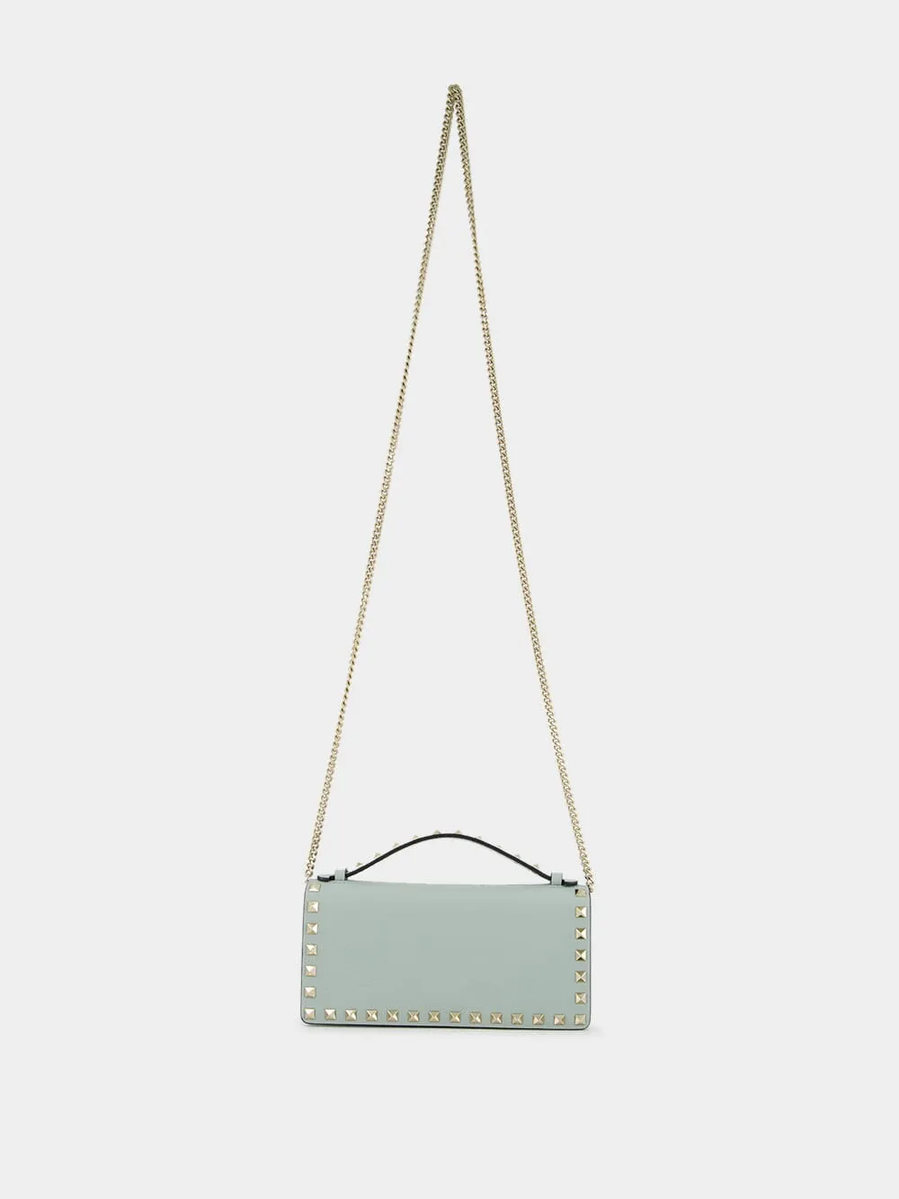 Rockstud Leather Wallet on Chain