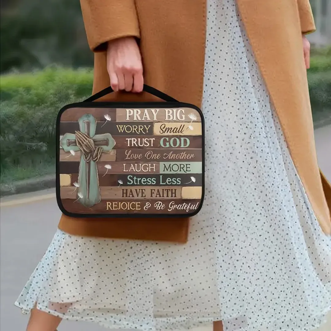 Rustic 'Pray Big, Trust God' Canvas Bible Cover – Personalize with Your Name | CHRISTIANARTBAG