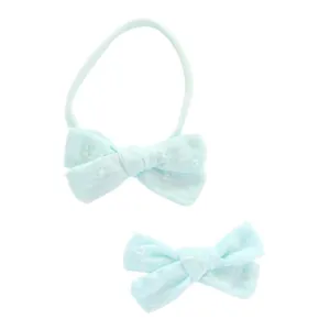 SALE Mint Swiss Dot Bow