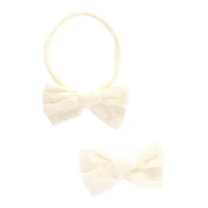 SALE Yellow Swiss Dot Bow