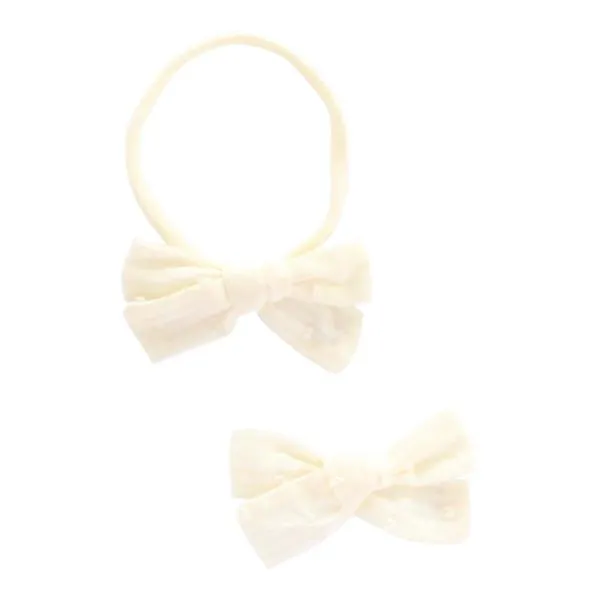 SALE Yellow Swiss Dot Bow