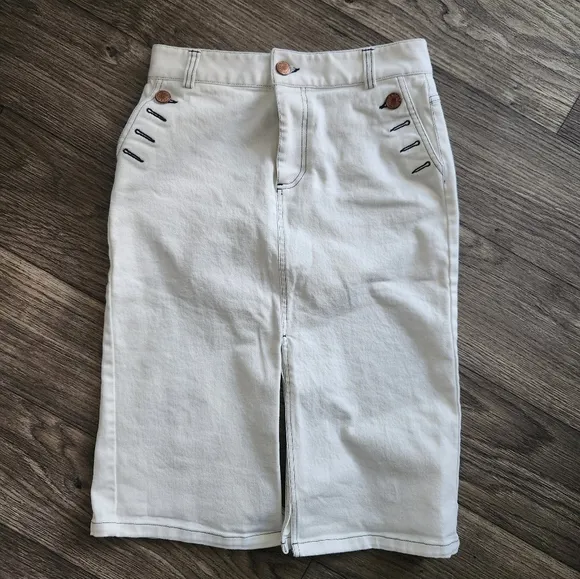 See by Chloe White Denim Parade Skirt Size 40