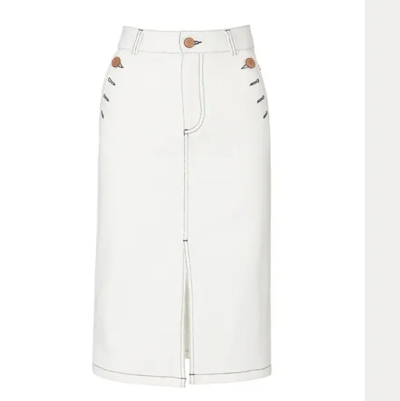 See by Chloe White Denim Parade Skirt Size 40