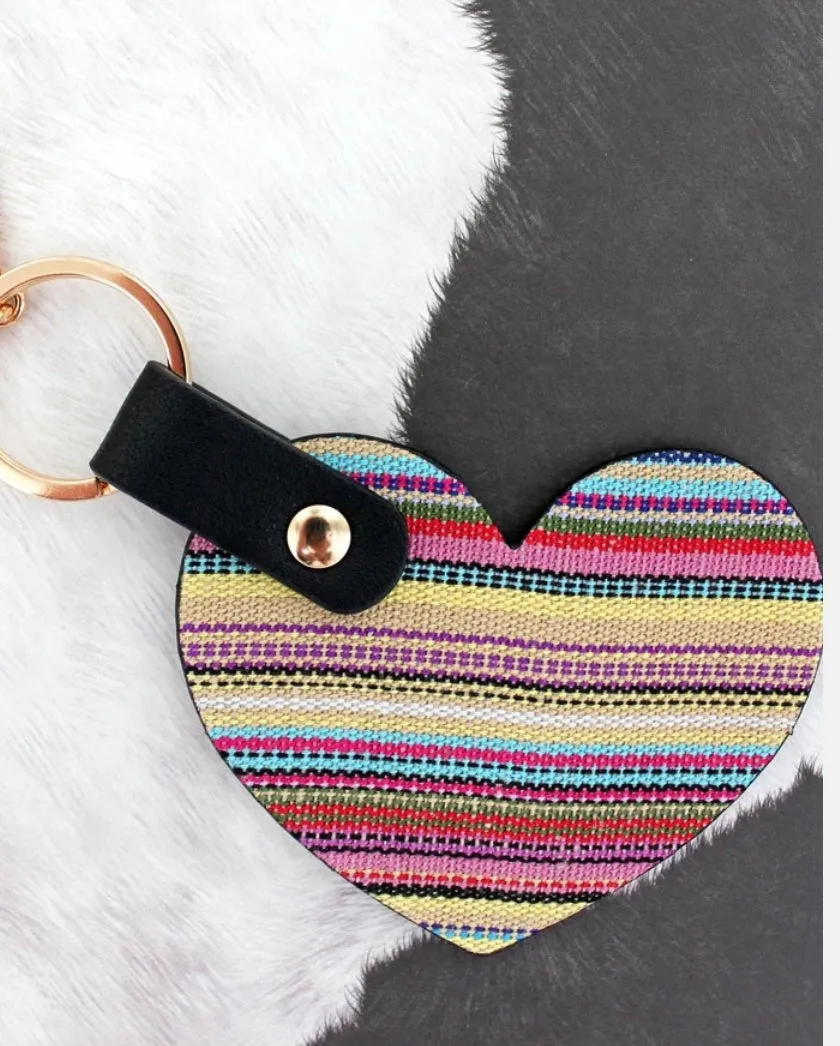 Serape Heart keychain