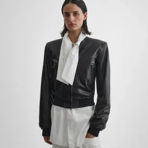 SHARP SHOULDER JACKET | black leather