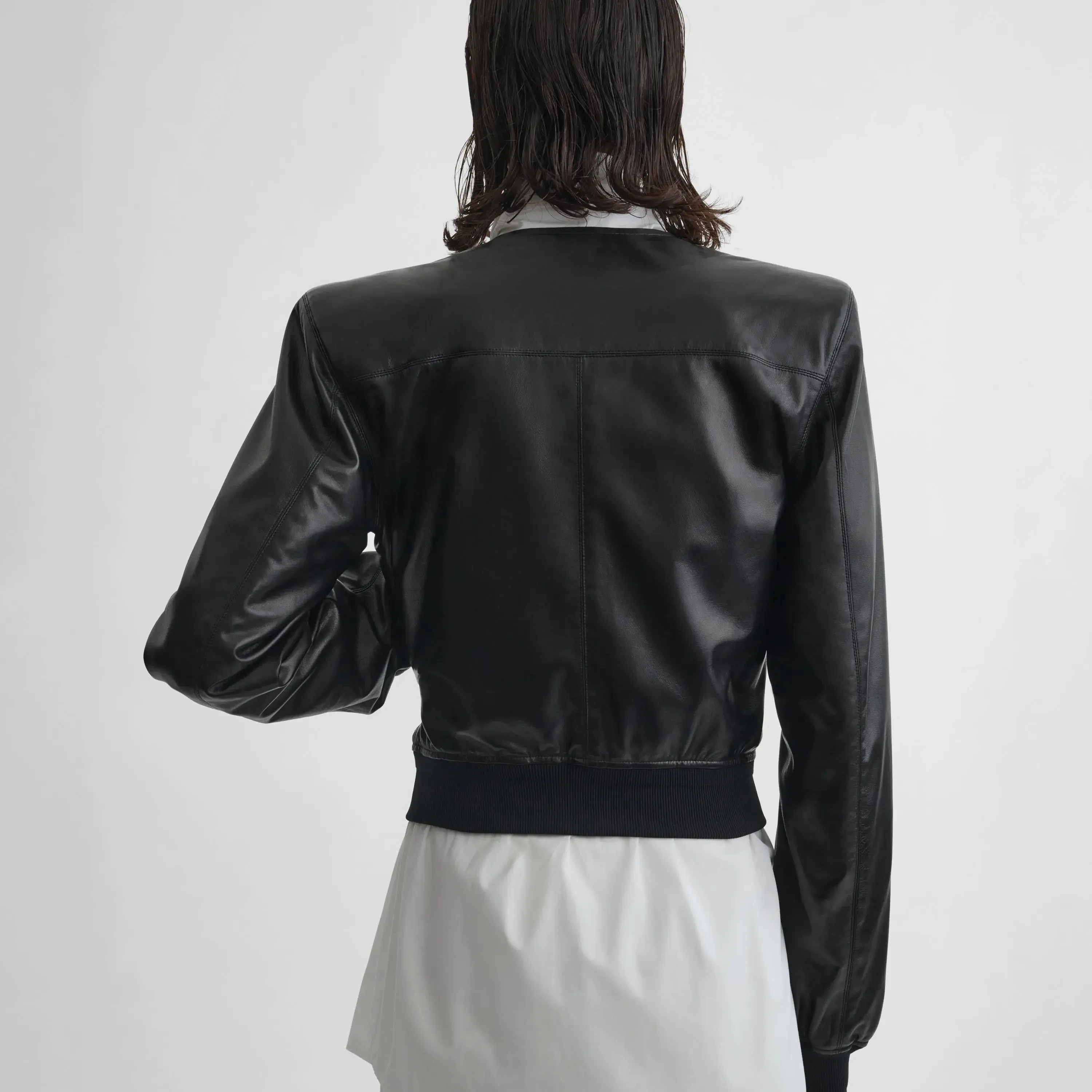 SHARP SHOULDER JACKET | black leather