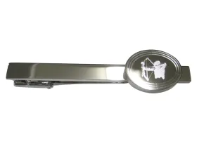Silver Toned Etched Oval Archer Tie Clip