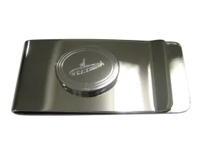 Silver Toned Etched Oval Submarine Money Clip