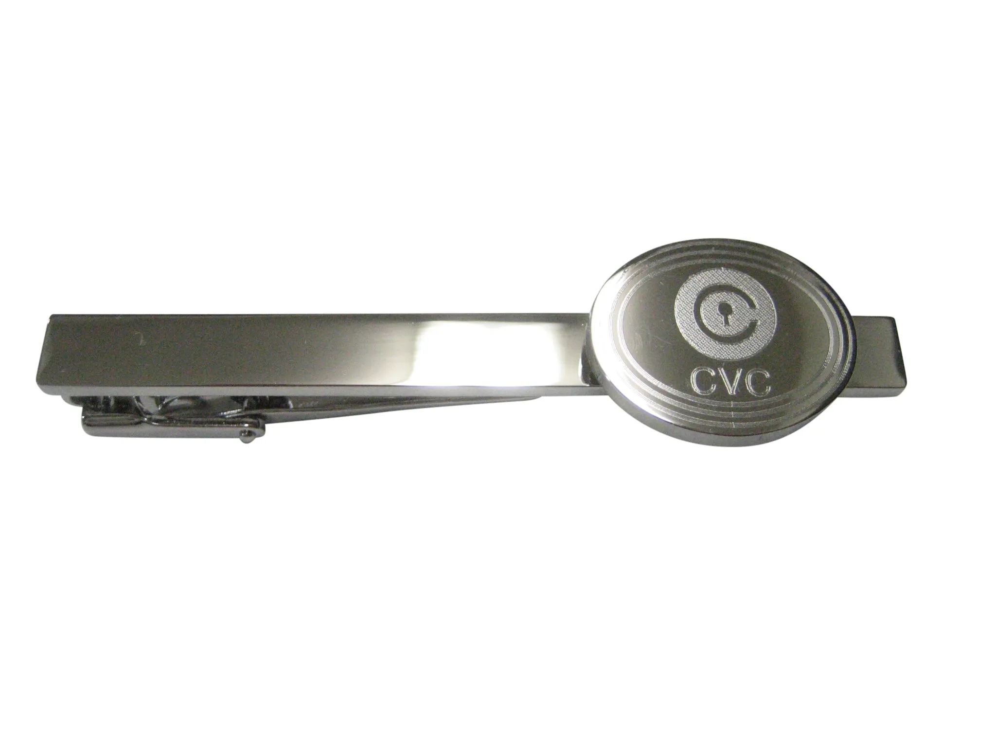 Silver Toned Oval Pendant Etched Civic Coin CVC Cryptocurrency Blockchain Tie Clip