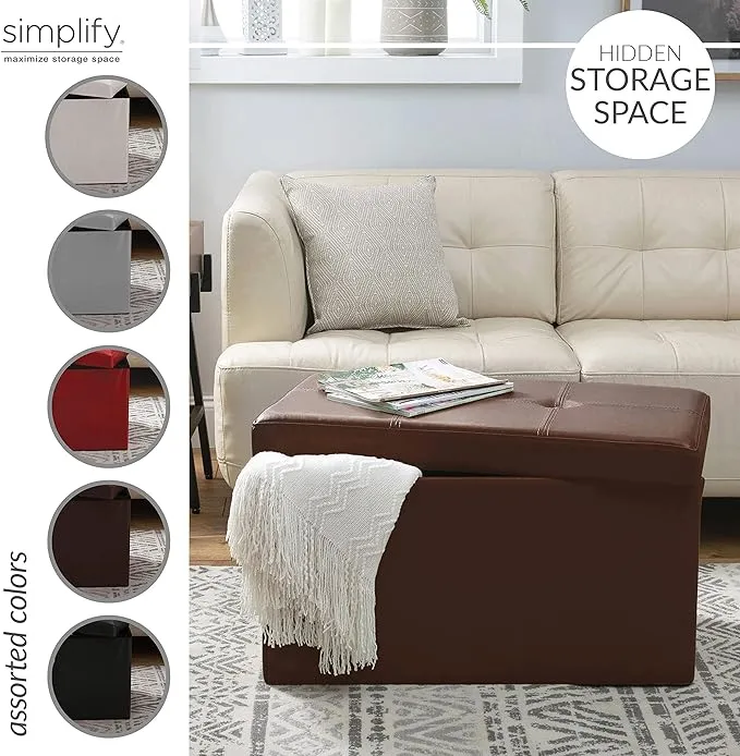 Simplify Faux Leather Folding Storage Chocolate
