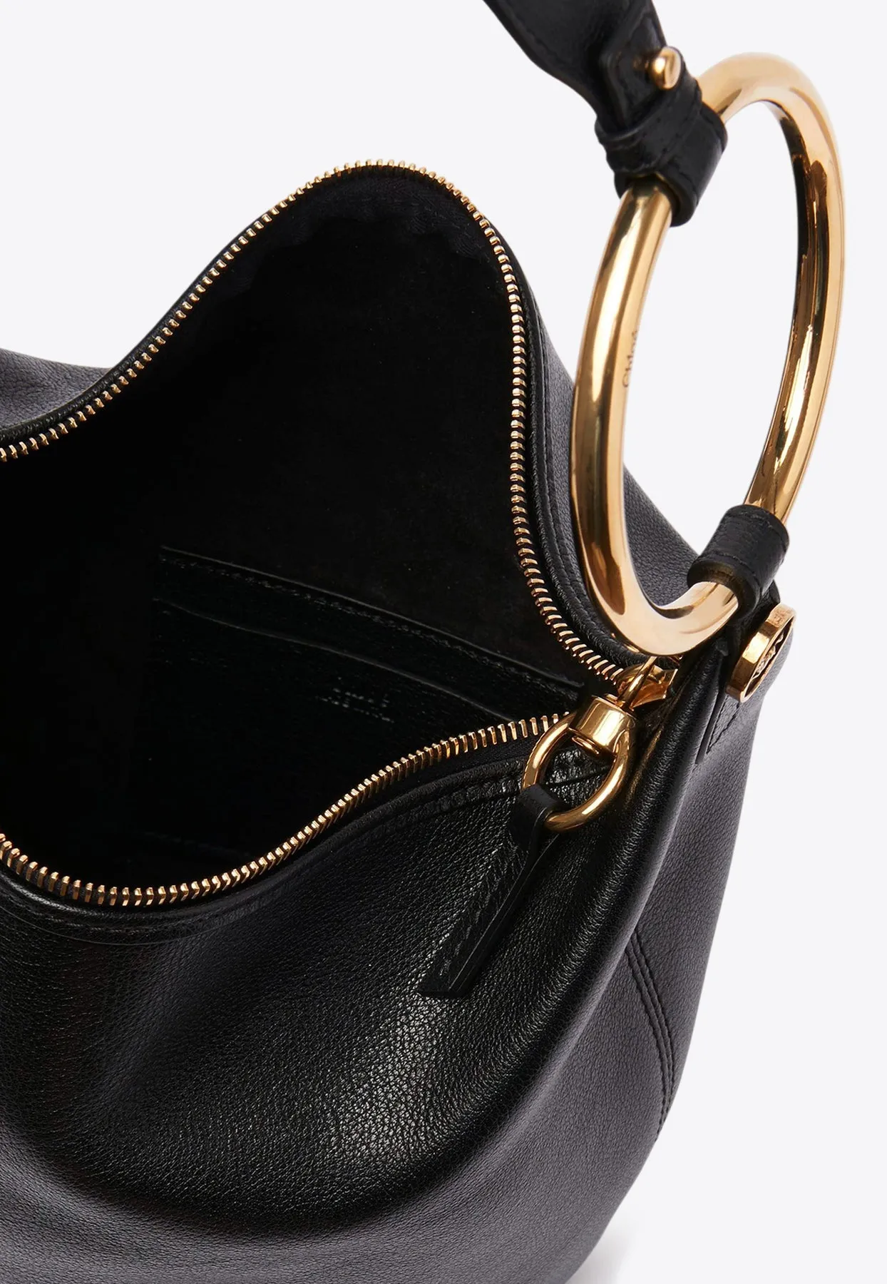Small Bracelet Shoulder Bag in Grained Leather