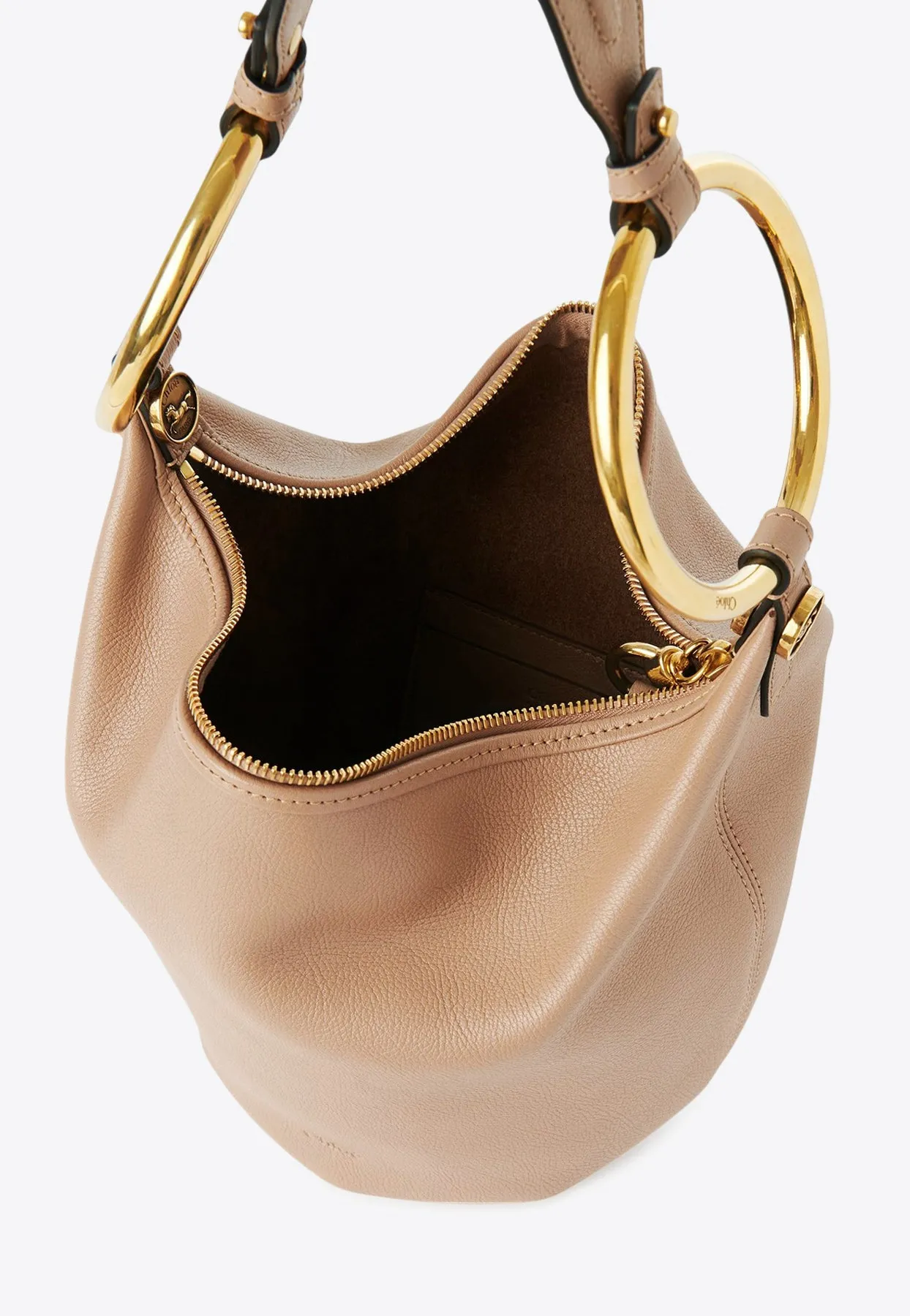Small Bracelet Shoulder Bag in Grained Leather