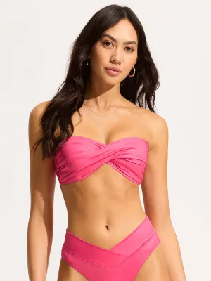 Soleil Twist Bandeau In Hot Pink