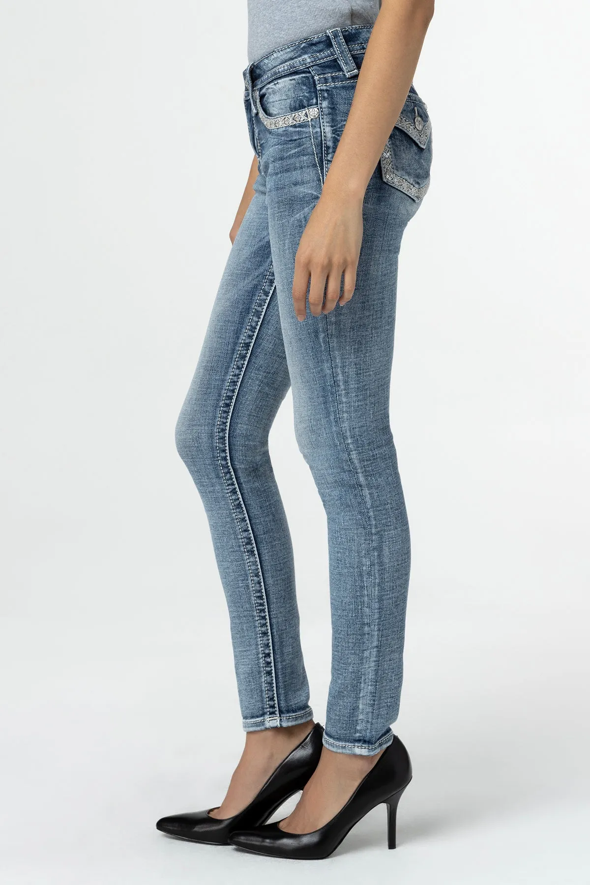 Sparkling Geo Stitch Skinny Jeans