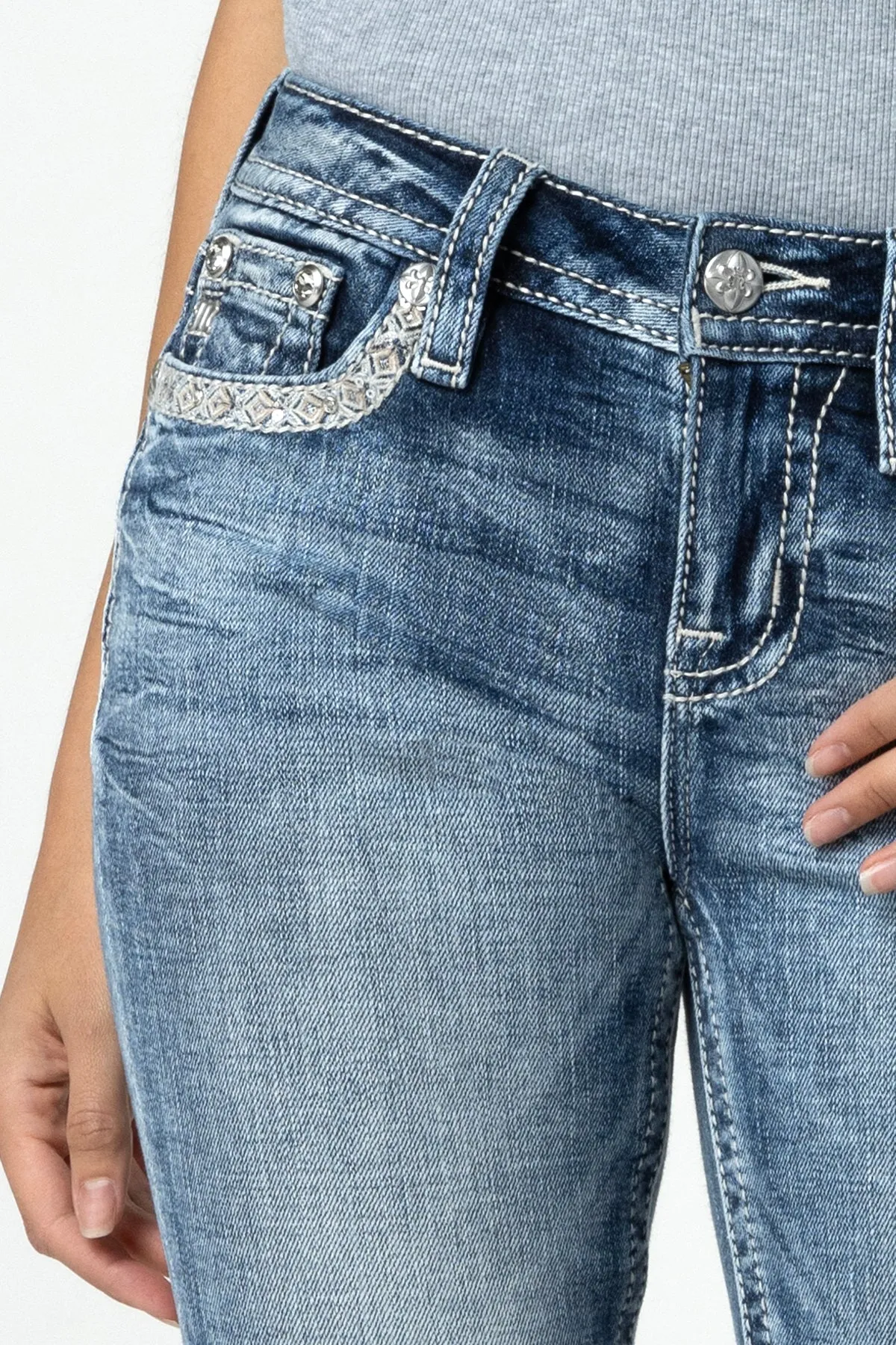 Sparkling Geo Stitch Skinny Jeans