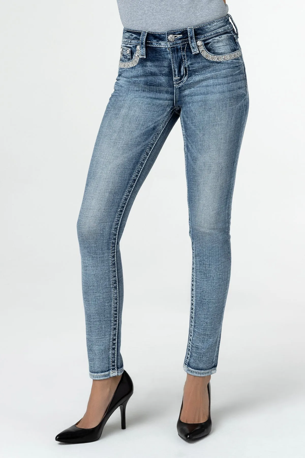Sparkling Geo Stitch Skinny Jeans