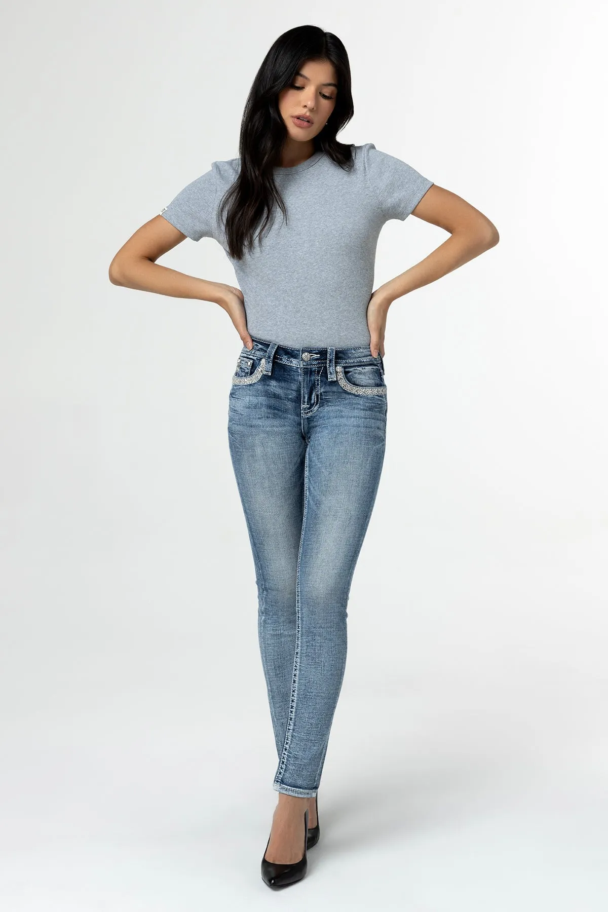 Sparkling Geo Stitch Skinny Jeans