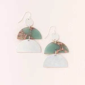 Stone Half Moon Earring - Aqua Terra/Silver