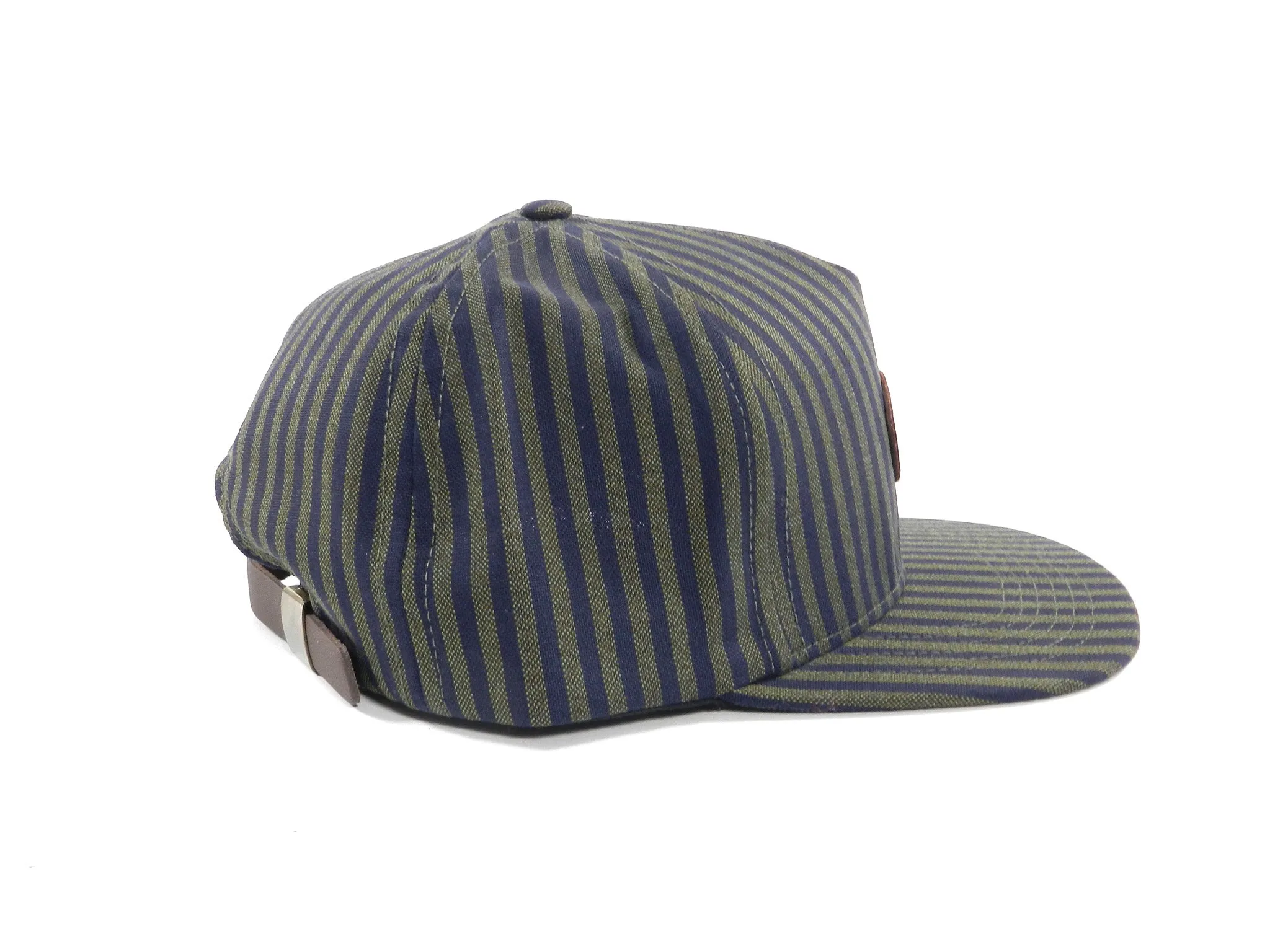 Supreme Navy Green Stripe Strapback Cap Hat