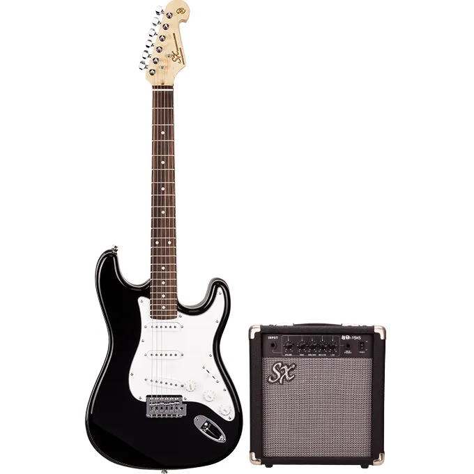 SX (SE1SKBK) Electric Guitar and Amp Package (Black)