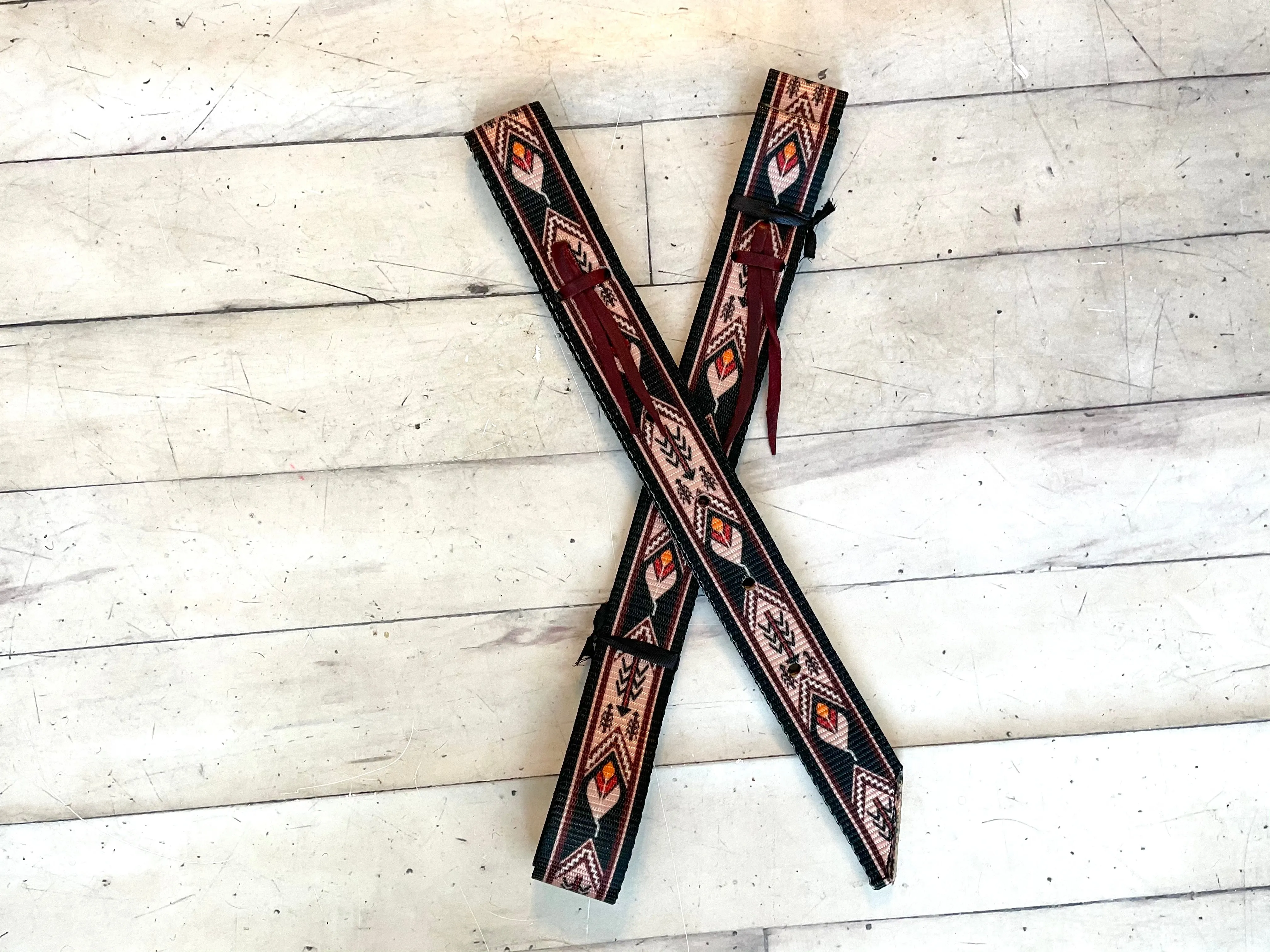 Tan and Black Navajo Pattern Cinch Strap Set