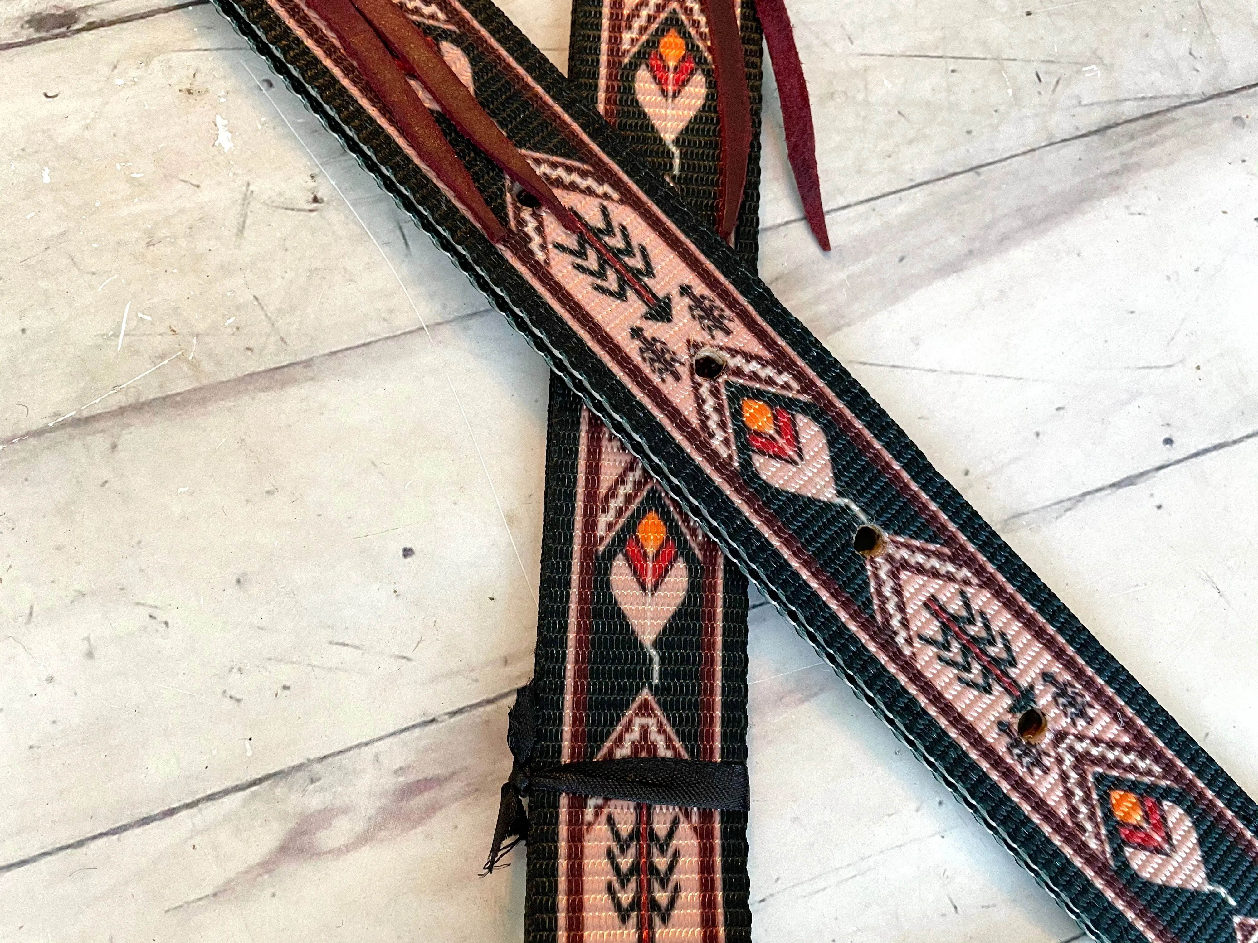 Tan and Black Navajo Pattern Cinch Strap Set
