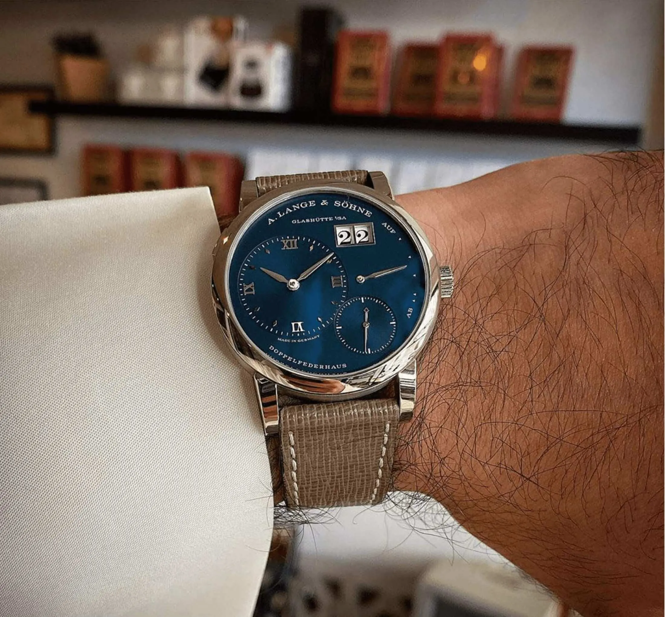 Taupe Saffiano  Leather Watch Strap -Taupe