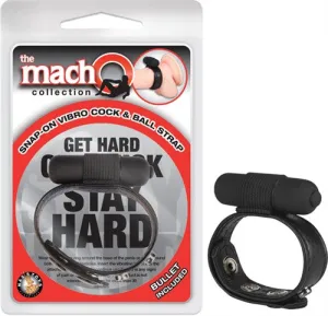 The Macho Collection Snap-on Vibro  and Ball Strap - Black