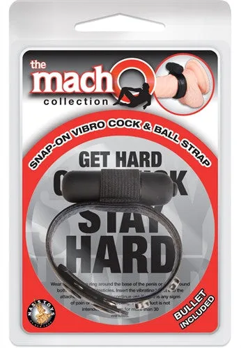 The Macho Collection Snap-on Vibro  and Ball Strap - Black