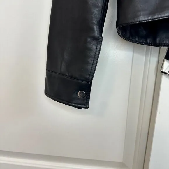 Topshop Faux Leather Belted Biker Jacket
